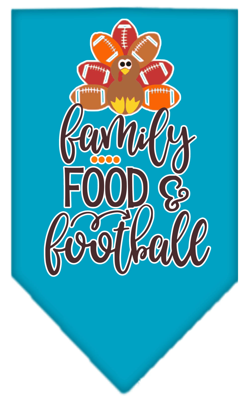 Family, Food, and Football Screen Print Bandana Turquoise Small